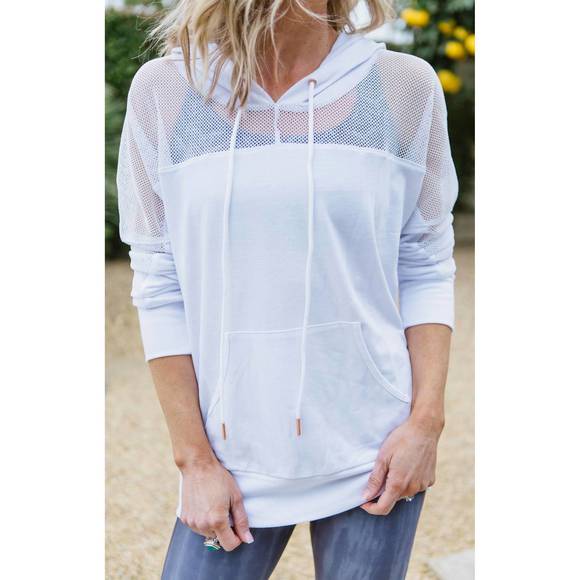 NEW ONZIE mesh long sleeve hoodie in white - Picture 1 of 2